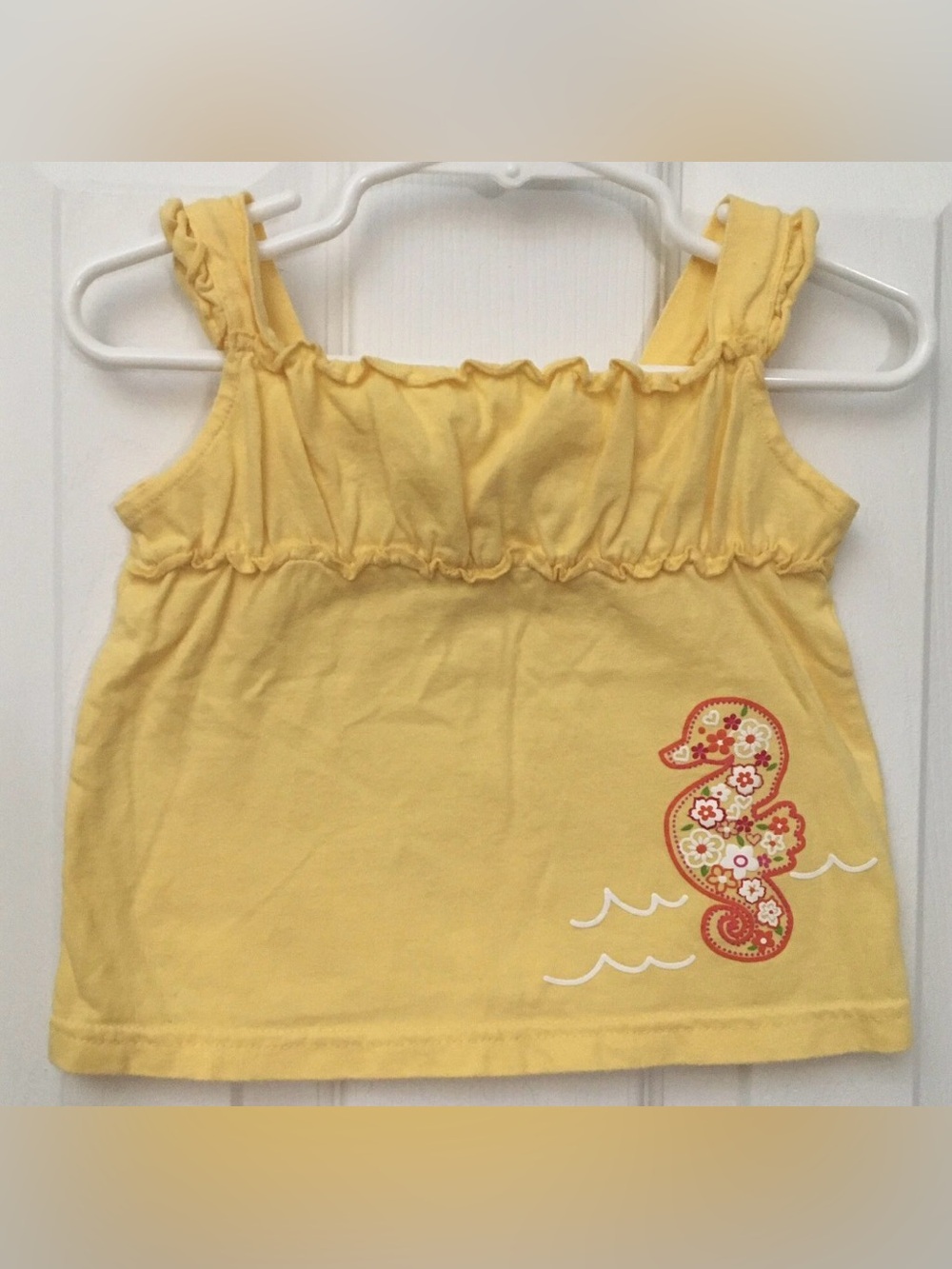 Free 2b Free Girl’s Toddler Yellow Top Size 12m Seahorse Flowers